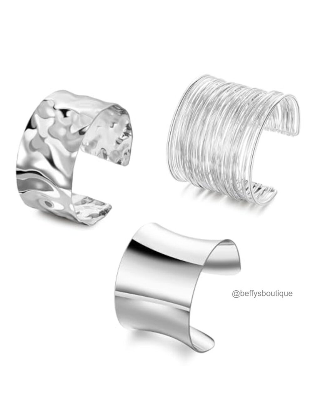 3PCS Chunky Cuff Bracelets for Women Adjustable Open Wide Bangle Set